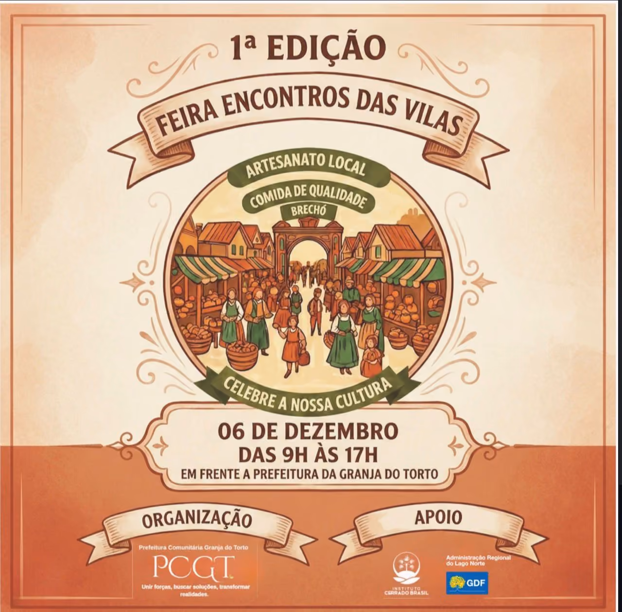 Cartaz da Feira Encontro das Vilas com programação de 6 de dezembro
